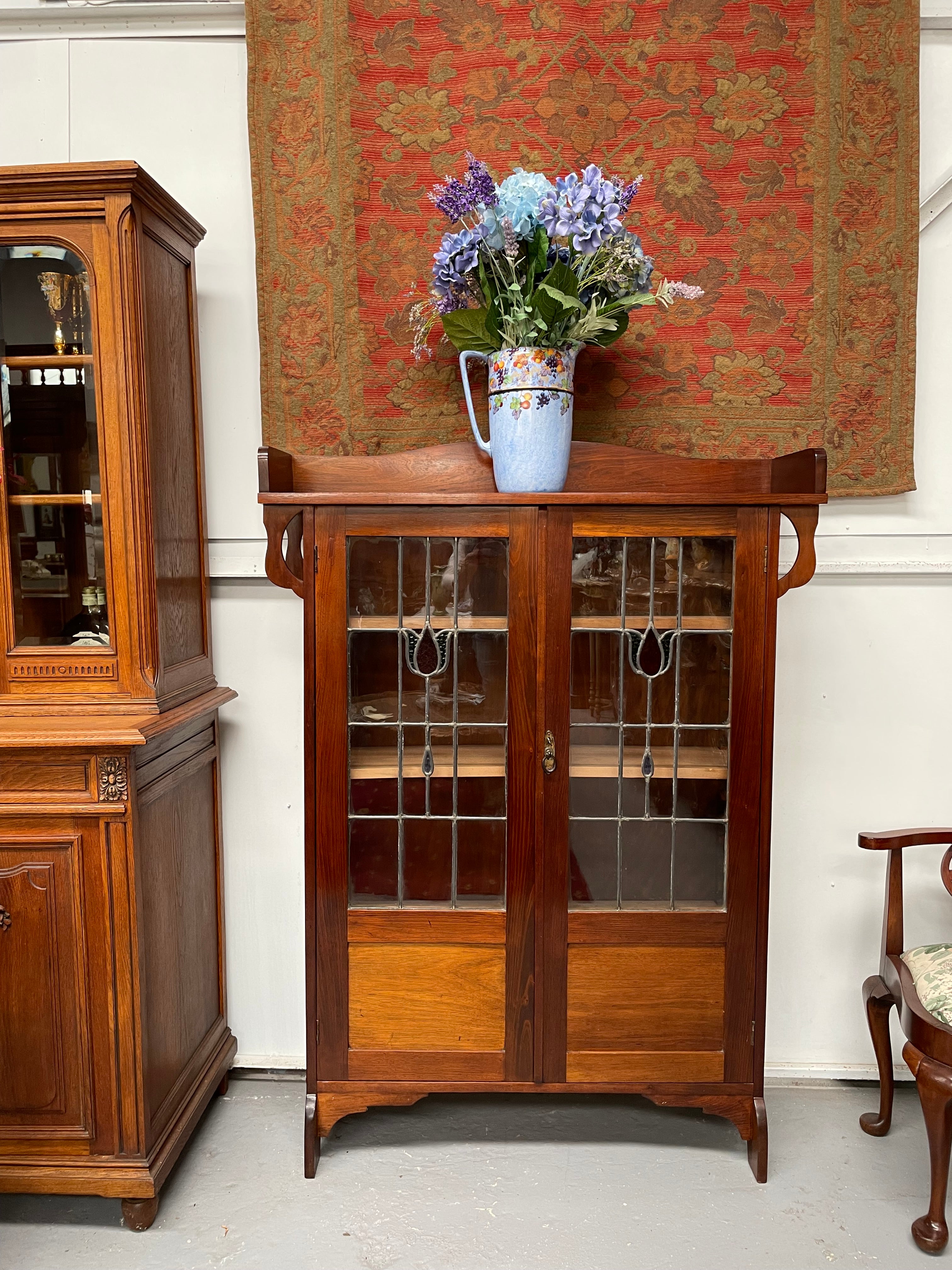Antique Arts & Crafts Two Door Glass Bookcase/Display Cabinet | Antique & Vintage | Moonee Ponds Antiques | Australia Wide Delivery