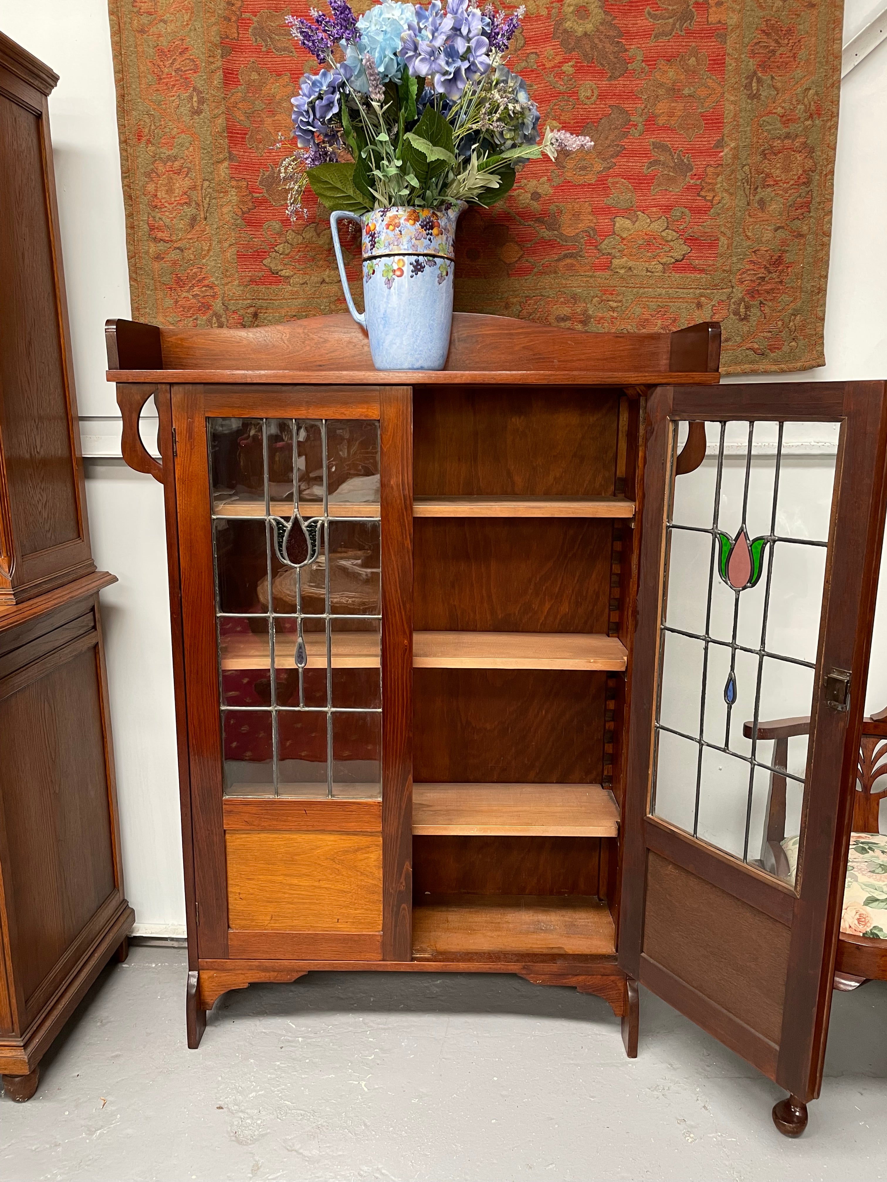 Antique Arts & Crafts Two Door Glass Bookcase/Display Cabinet | Antique & Vintage | Moonee Ponds Antiques | Australia Wide Delivery
