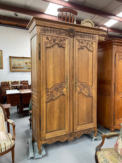 Attractive French Oak Two Door Decoratively Carved Armoire | Antique & Vintage | Moonee Ponds Antiques | Australia Wide Delivery