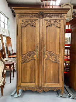 Attractive French Oak Two Door Decoratively Carved Armoire | Antique & Vintage | Moonee Ponds Antiques | Australia Wide Delivery