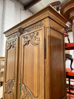 Attractive French Oak Two Door Decoratively Carved Armoire | Antique & Vintage | Moonee Ponds Antiques | Australia Wide Delivery