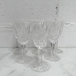 Set of 6 Vintage Lismore Pattern Waterford Crystal Sherry Glasses