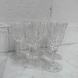 Set of 6 Vintage Lismore Pattern Waterford Crystal Sherry Glasses