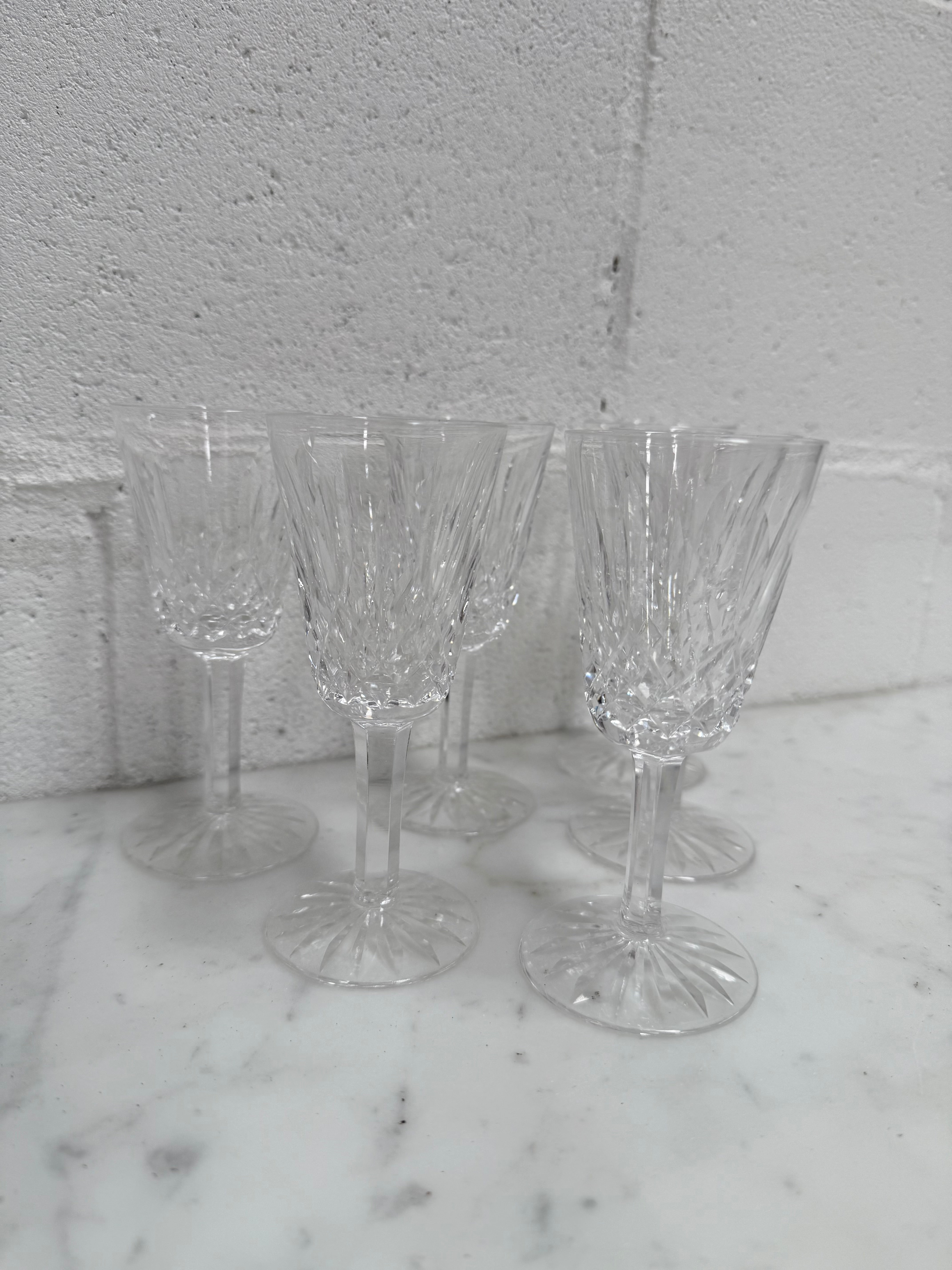 Set of 6 Vintage Lismore Pattern Waterford Crystal Sherry Glasses | Antique & Vintage | Moonee Ponds Antiques | Australia Wide