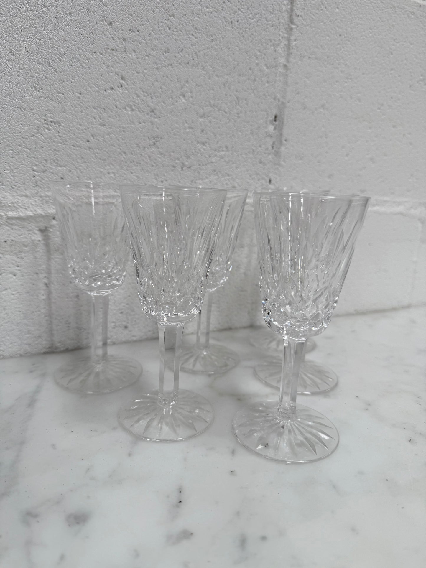 Set of 6 Vintage Lismore Pattern Waterford Crystal Sherry Glasses