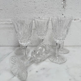 Set of 6 Vintage Lismore Pattern Waterford Crystal Sherry Glasses