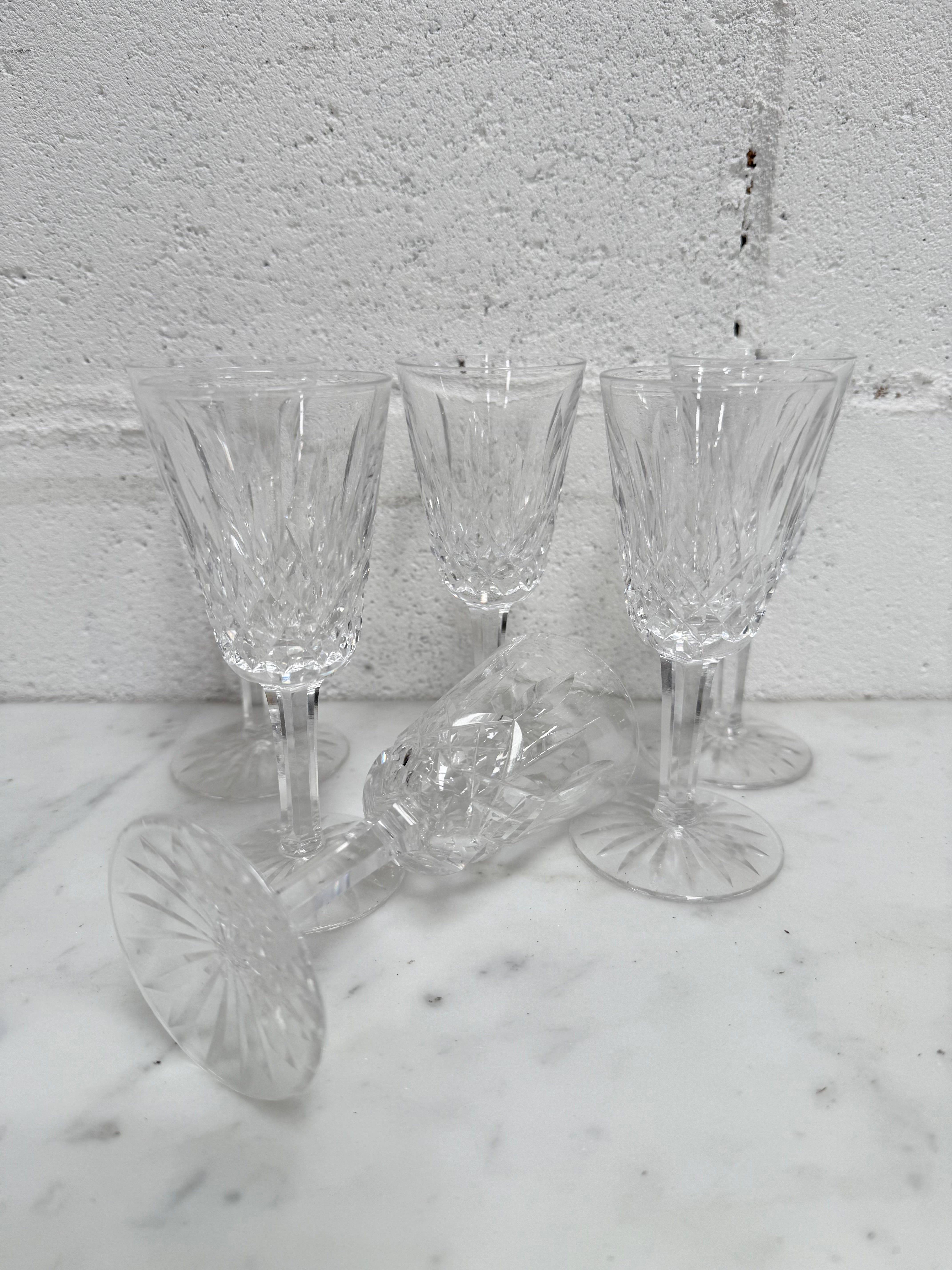 Set of 6 Vintage Lismore Pattern Waterford Crystal Sherry Glasses | Antique & Vintage | Moonee Ponds Antiques | Australia Wide