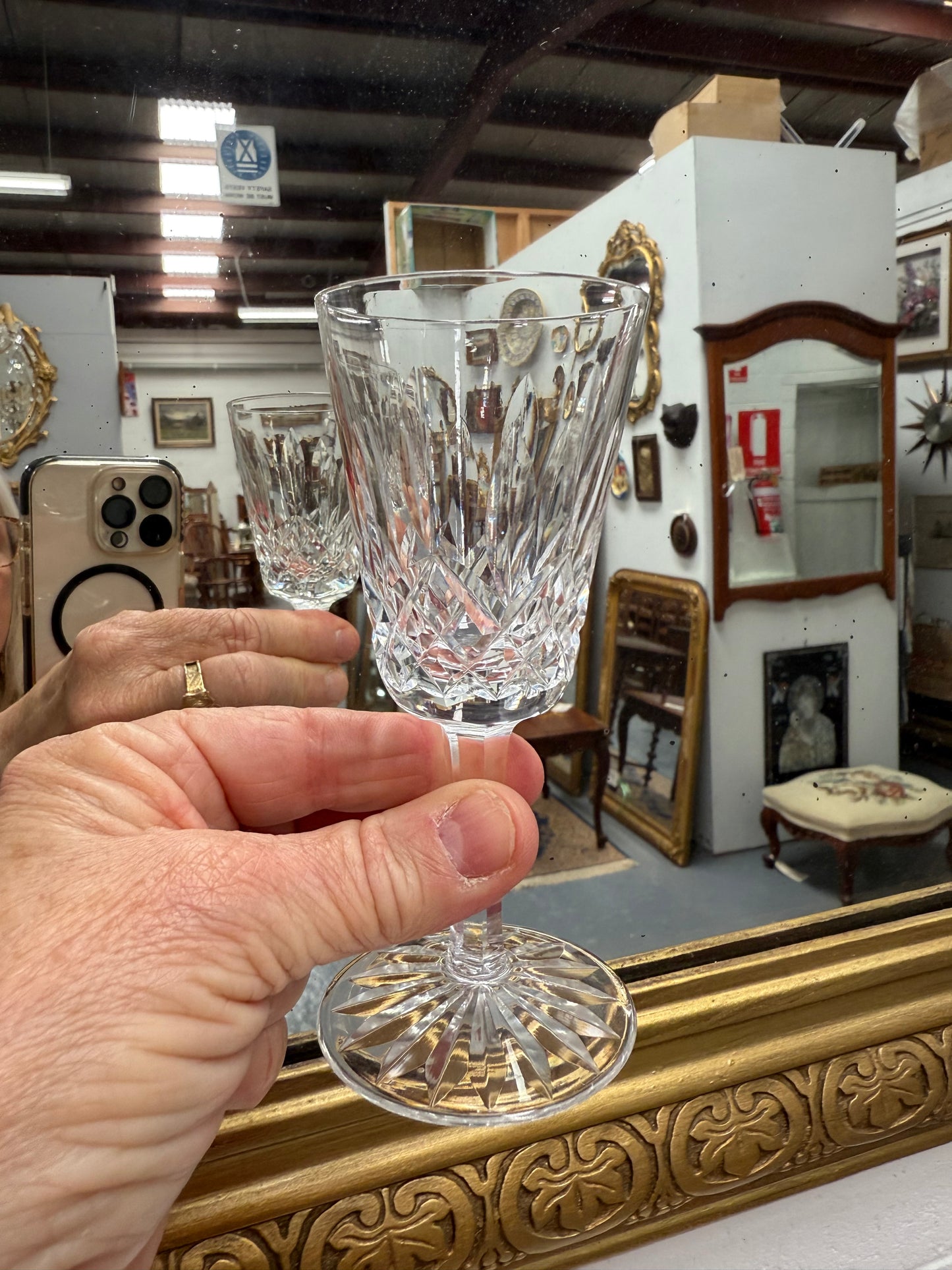 Set of 6 Vintage Lismore Pattern Waterford Crystal Sherry Glasses