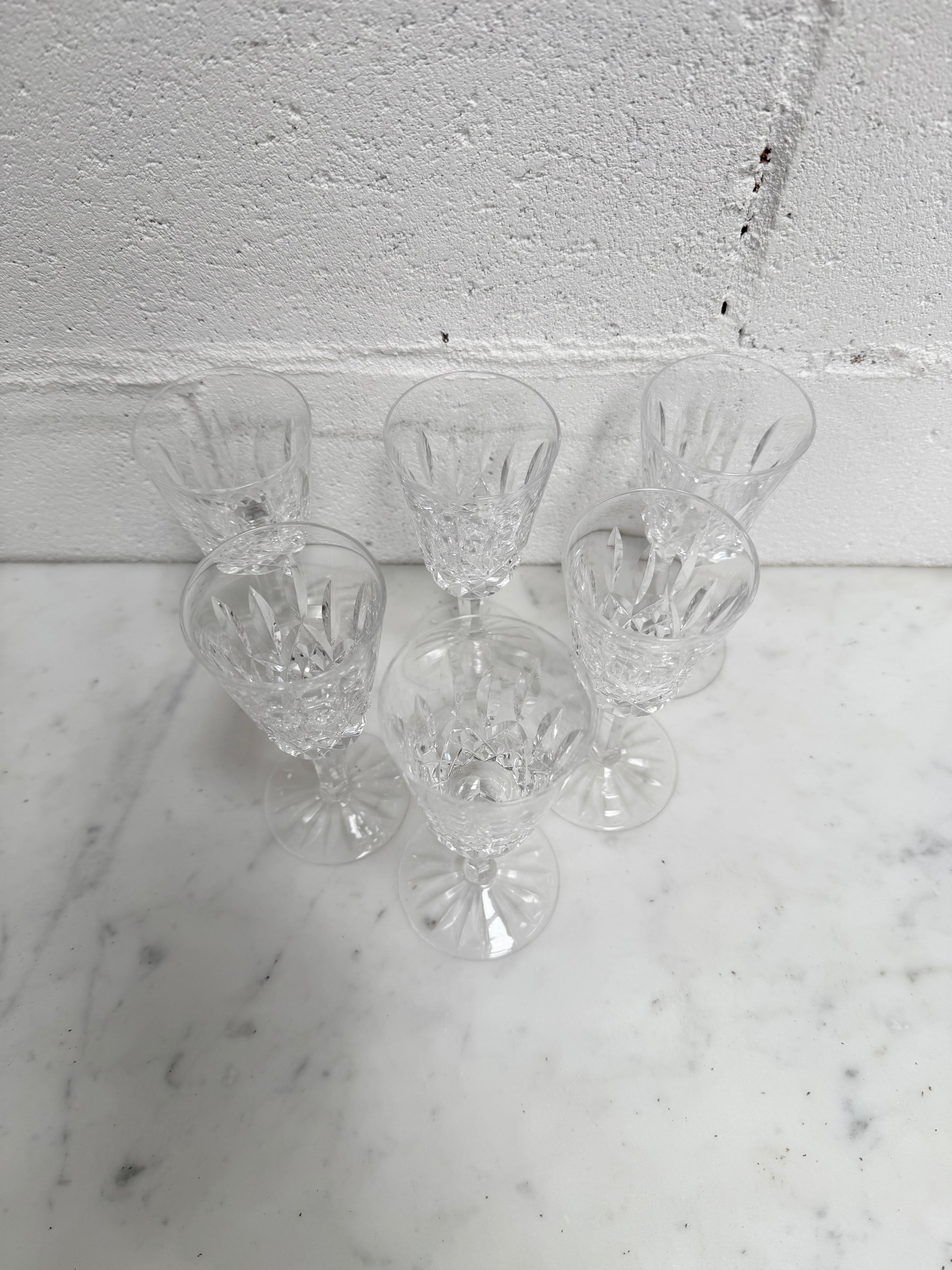 Set of 6 Vintage Lismore Pattern Waterford Crystal Sherry Glasses | Antique & Vintage | Moonee Ponds Antiques | Australia Wide