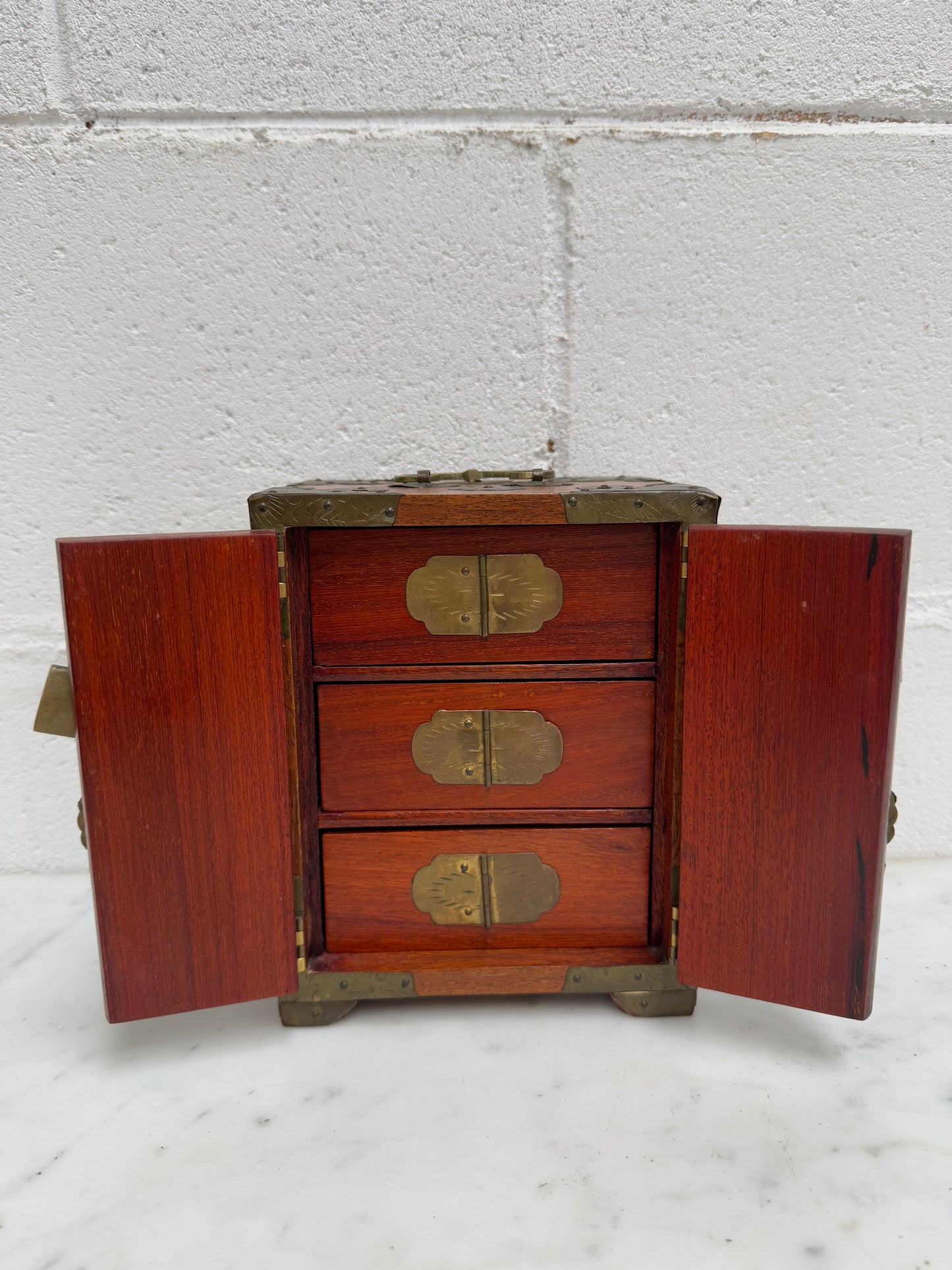 Vintage Chinese Lockable Jewellery Box