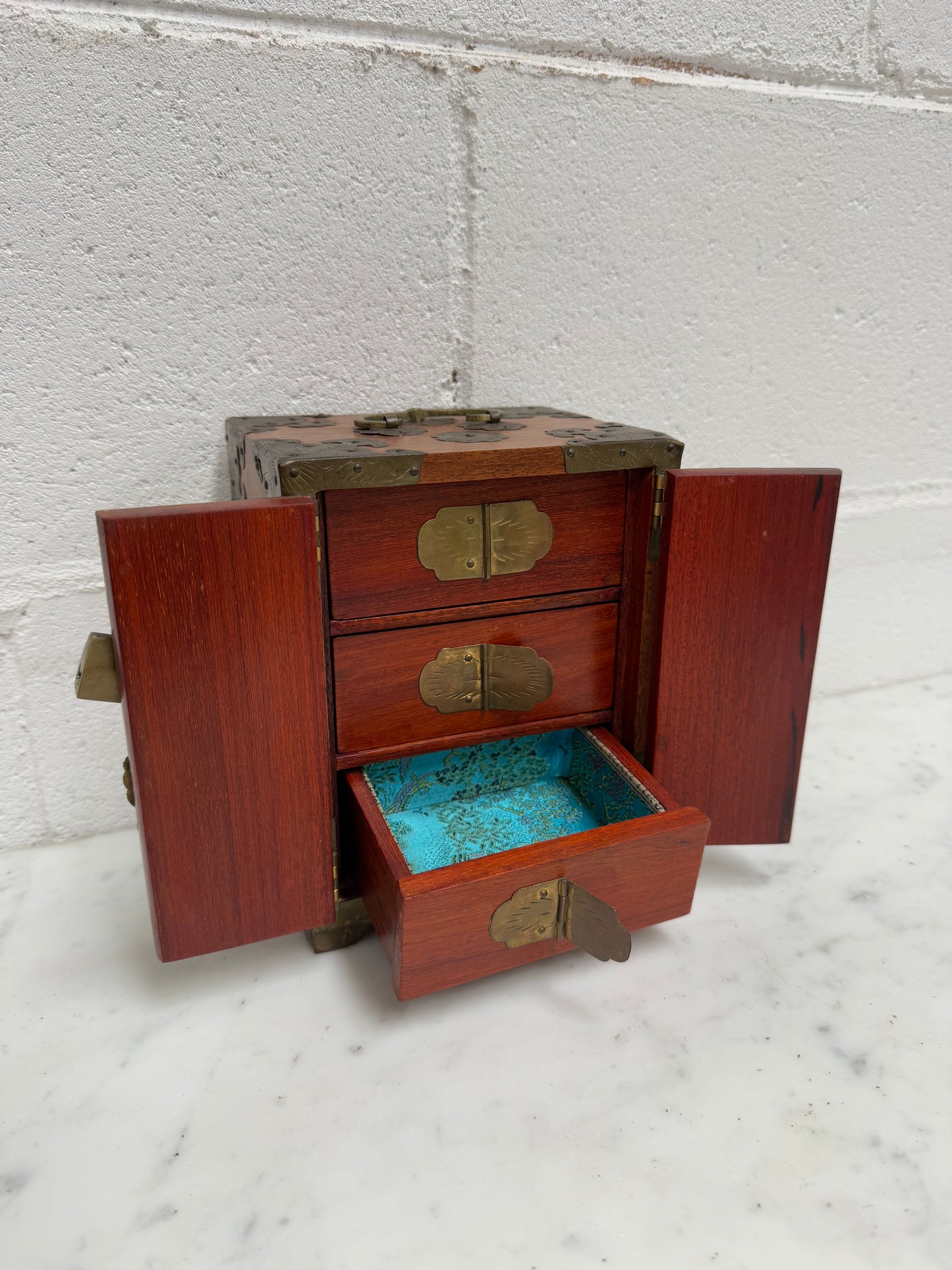 Vintage Chinese Lockable Jewellery Box