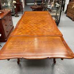Attractive French Louis XV Style Parquetry Top Oak Extension Table