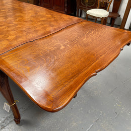 Attractive French Louis XV Style Parquetry Top Oak Extension Table