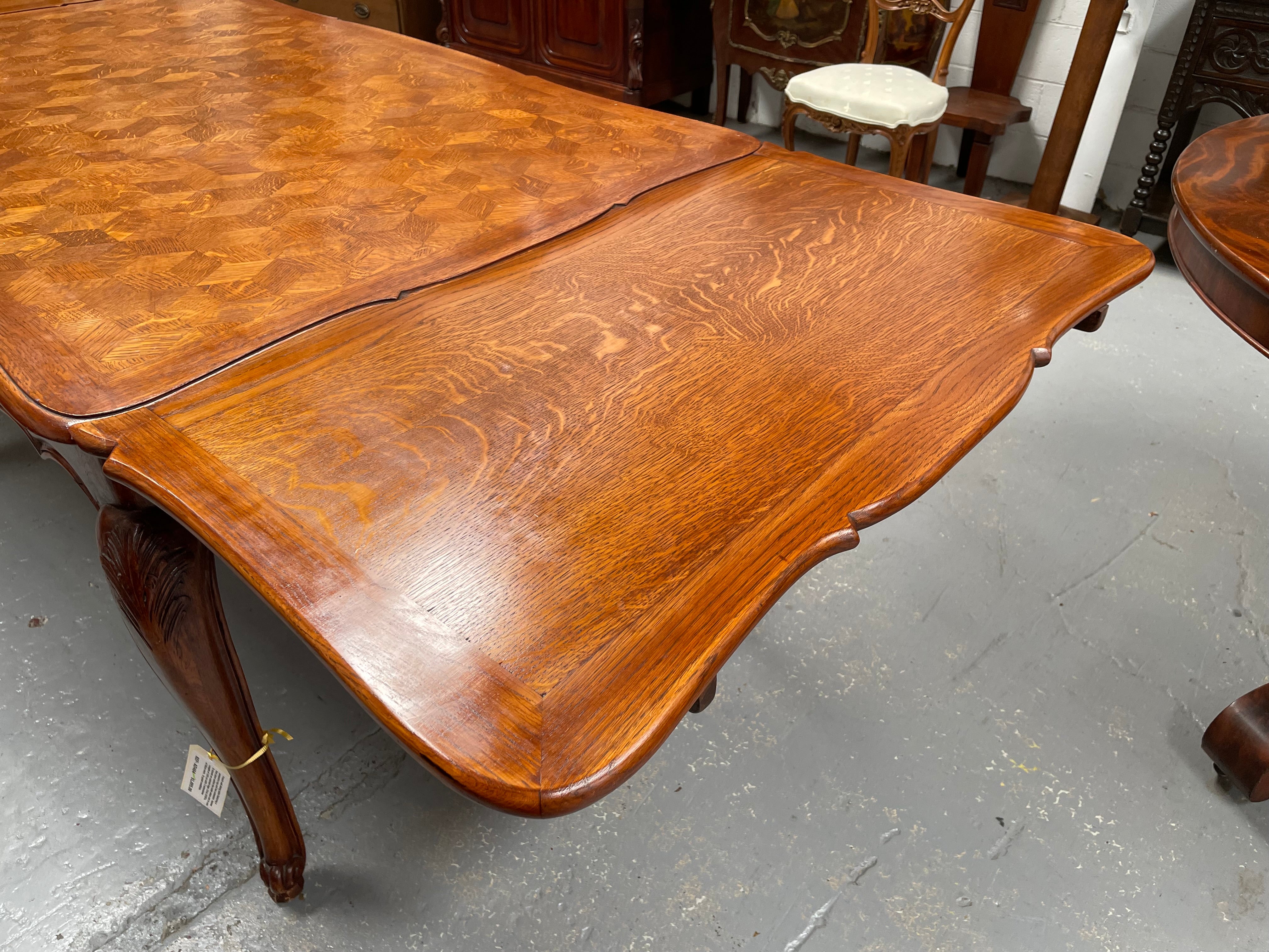 Attractive French Louis XV Style Parquetry Top Oak Extension Table | Antique & Vintage | Moonee Ponds Antiques | Australia Wide Delivery