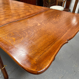 Attractive French Louis XV Style Parquetry Top Oak Extension Table