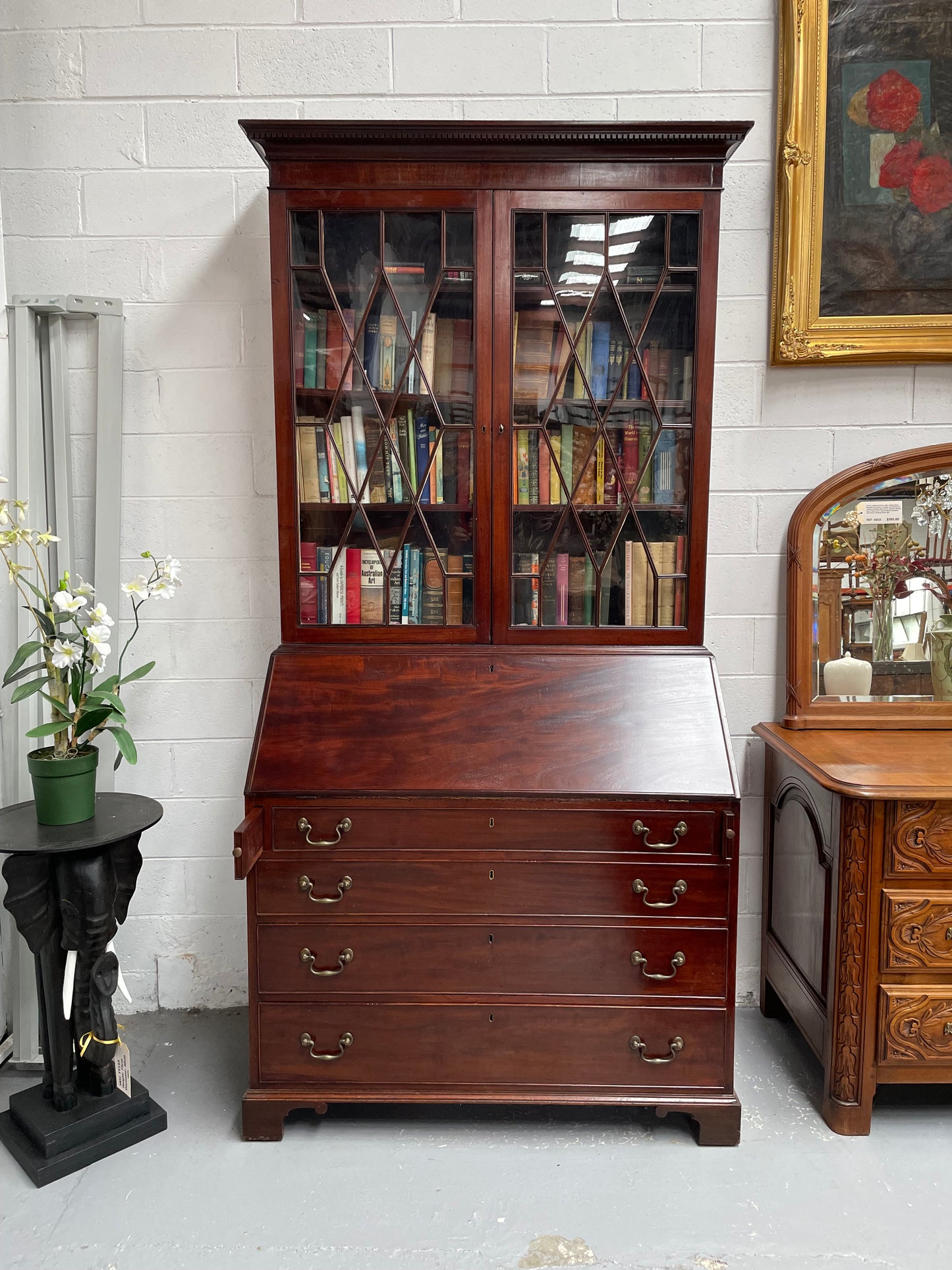 Georgian Two Door Secretaire Bookcase