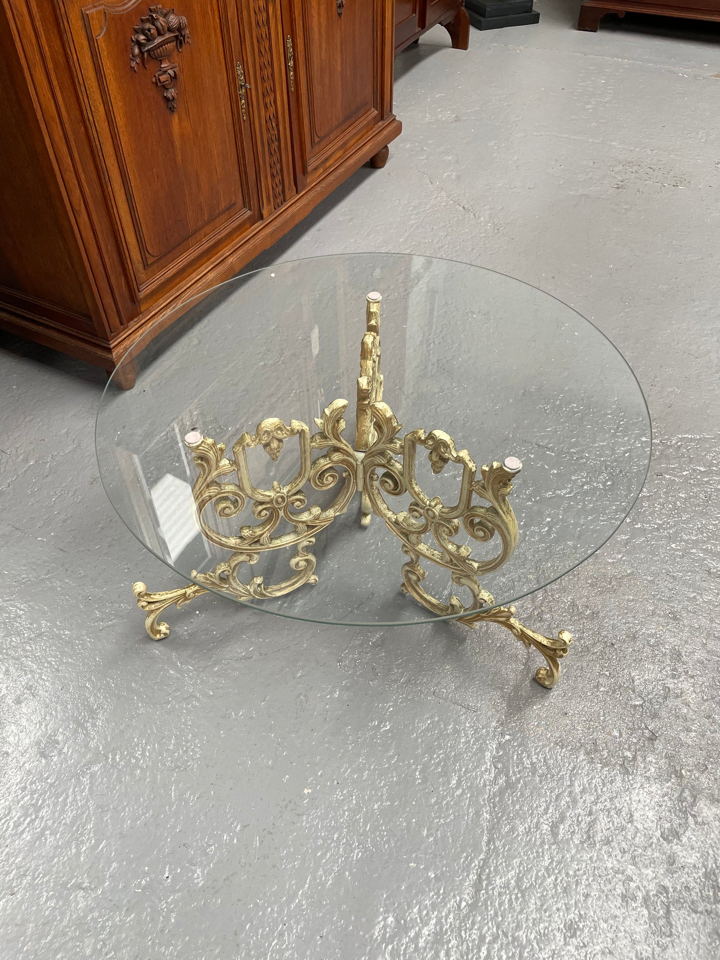 Cast Iron Glass Top Coffee Table