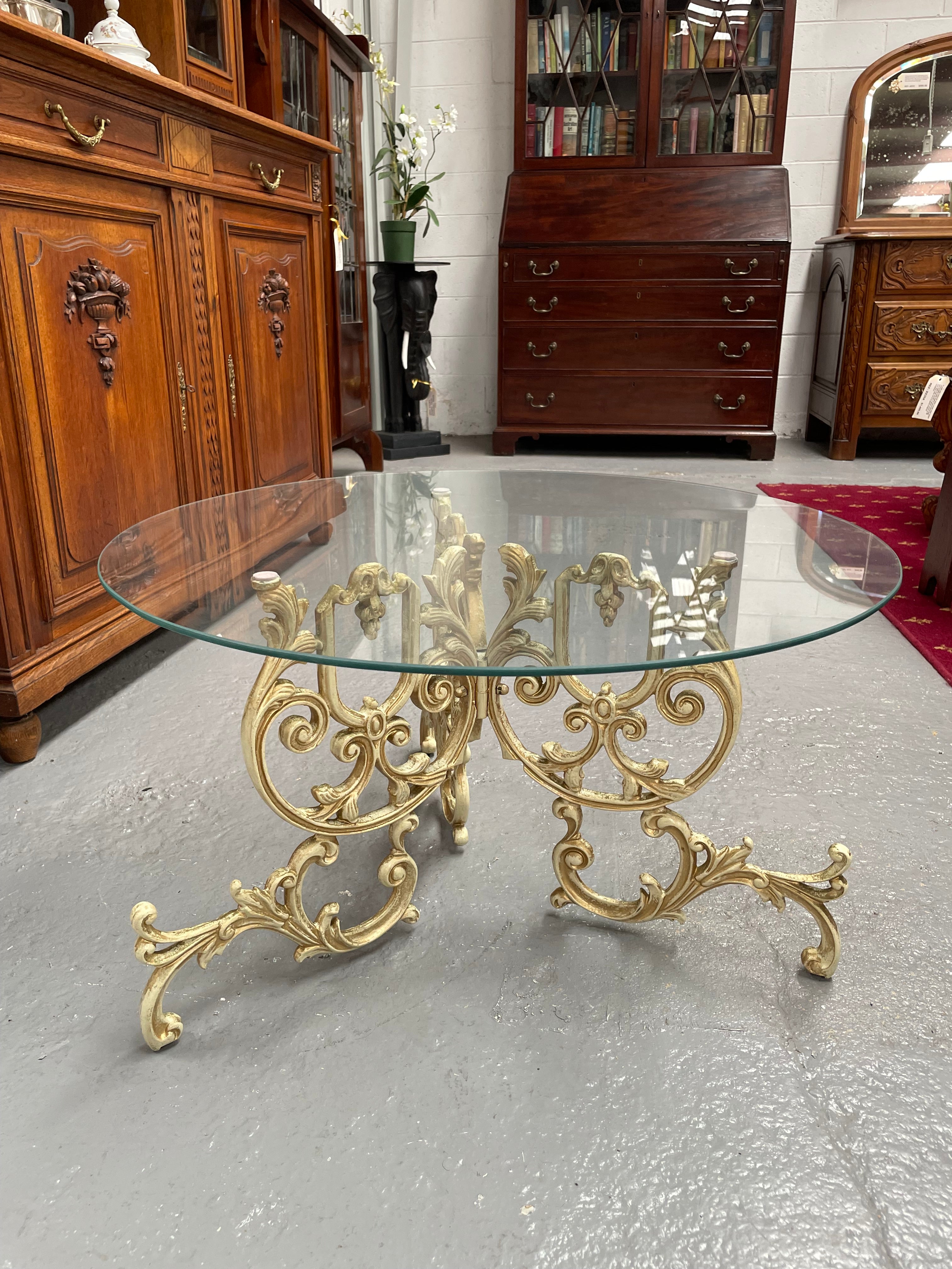Cast Iron Glass Top Coffee Table | Antique & Vintage | Moonee Ponds Antiques | Australia Wide Delivery