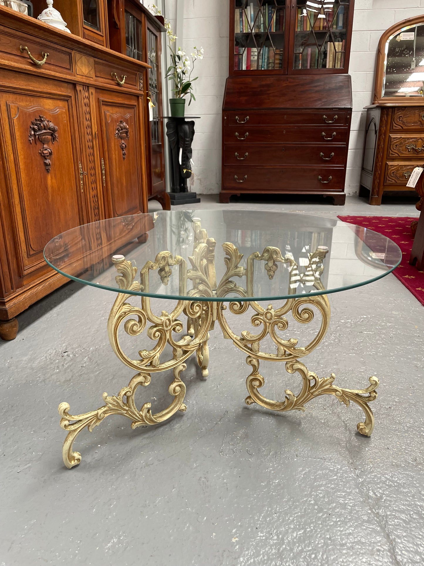 Cast Iron Glass Top Coffee Table