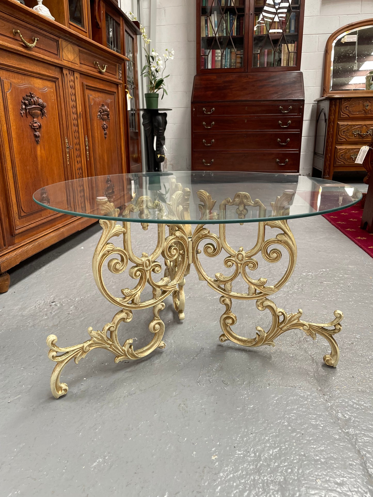 Cast Iron Glass Top Coffee Table