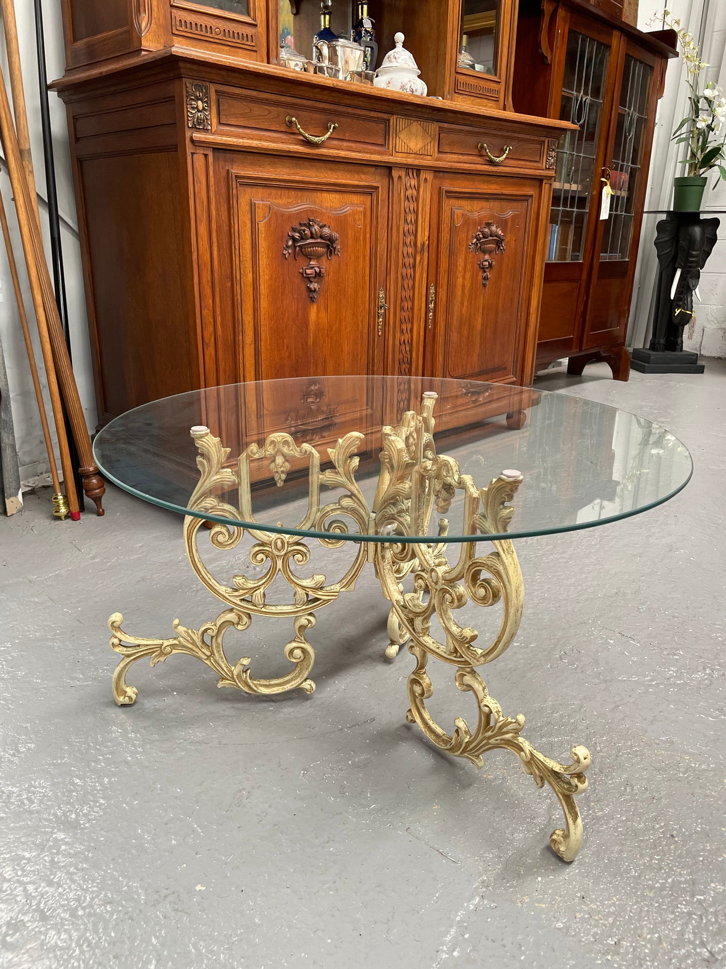 Cast Iron Glass Top Coffee Table