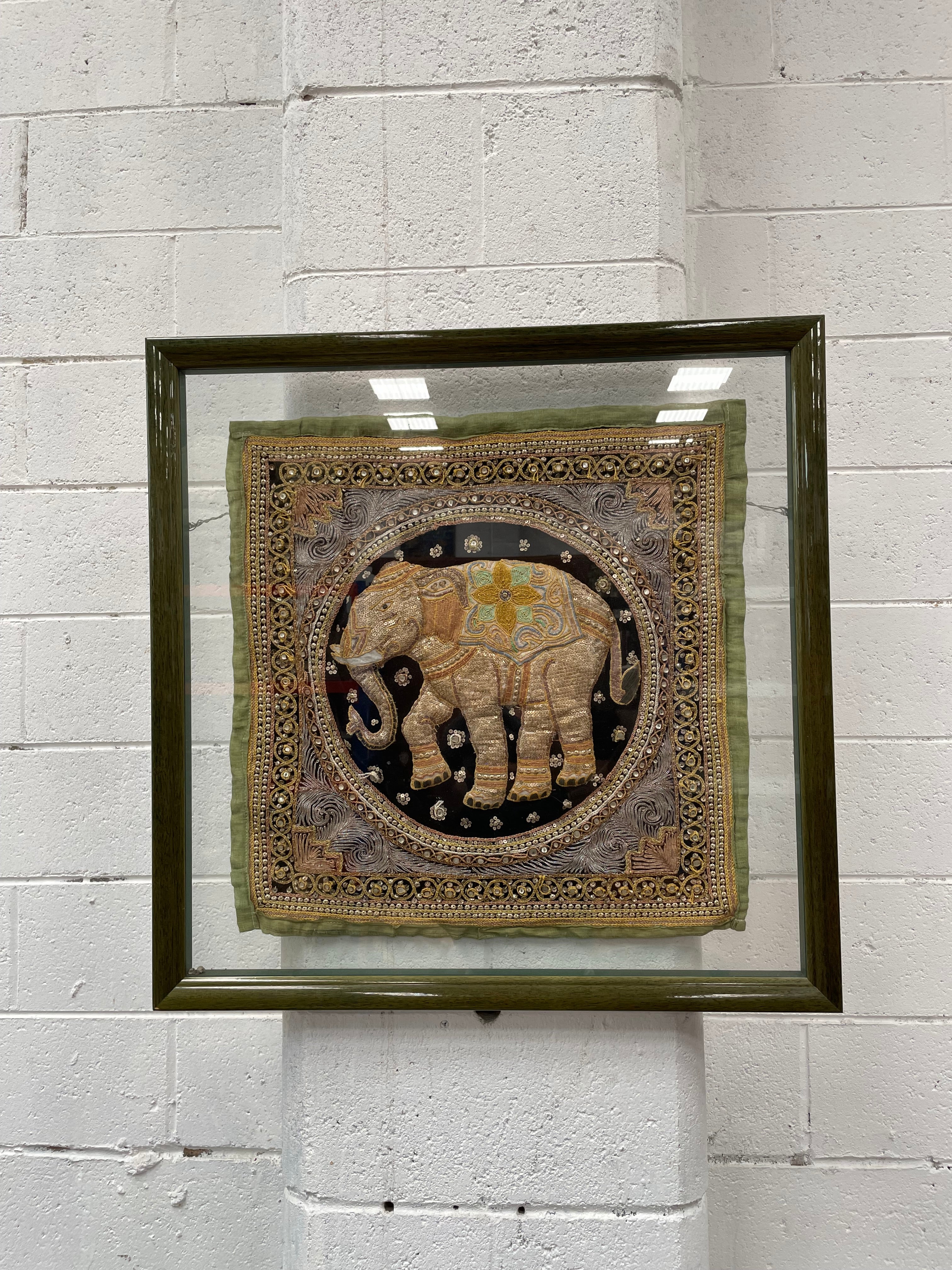 Framed Sequenced Elephant | Antique & Vintage | Moonee Ponds Antiques | Australia Wide Delivery