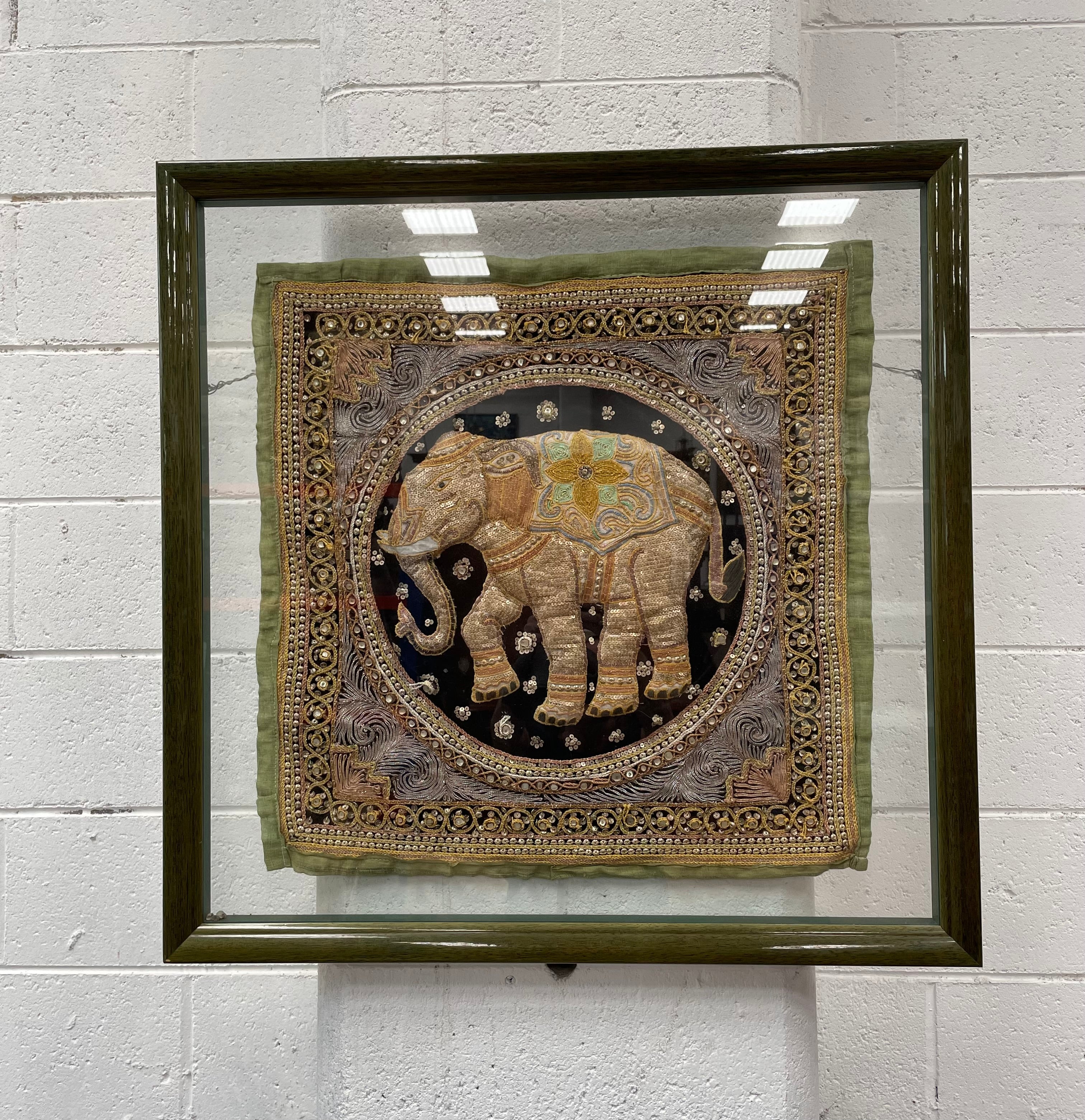Framed Sequenced Elephant | Antique & Vintage | Moonee Ponds Antiques | Australia Wide Delivery