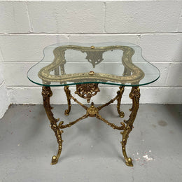 Stunning Vintage French Brass And Glass Coffee / Side Table.