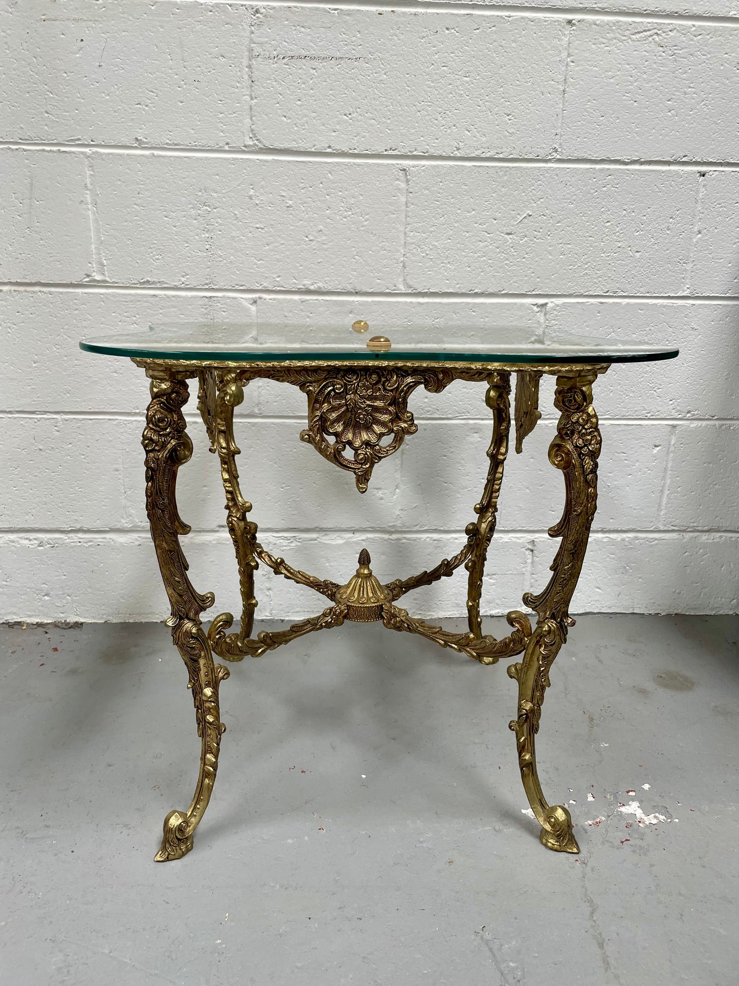 Stunning Vintage French Brass And Glass Coffee / Side Table.