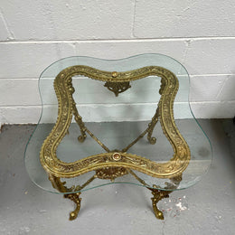 Stunning Vintage French Brass And Glass Coffee / Side Table.