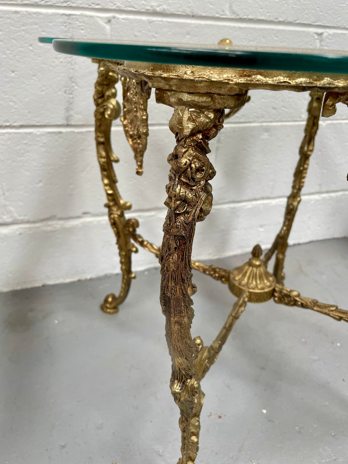 Stunning Vintage French Brass And Glass Coffee / Side Table.