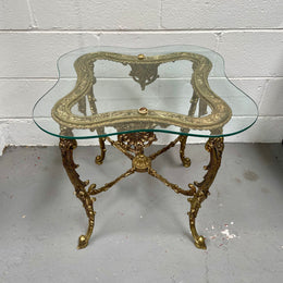 Stunning Vintage French Brass And Glass Coffee / Side Table.