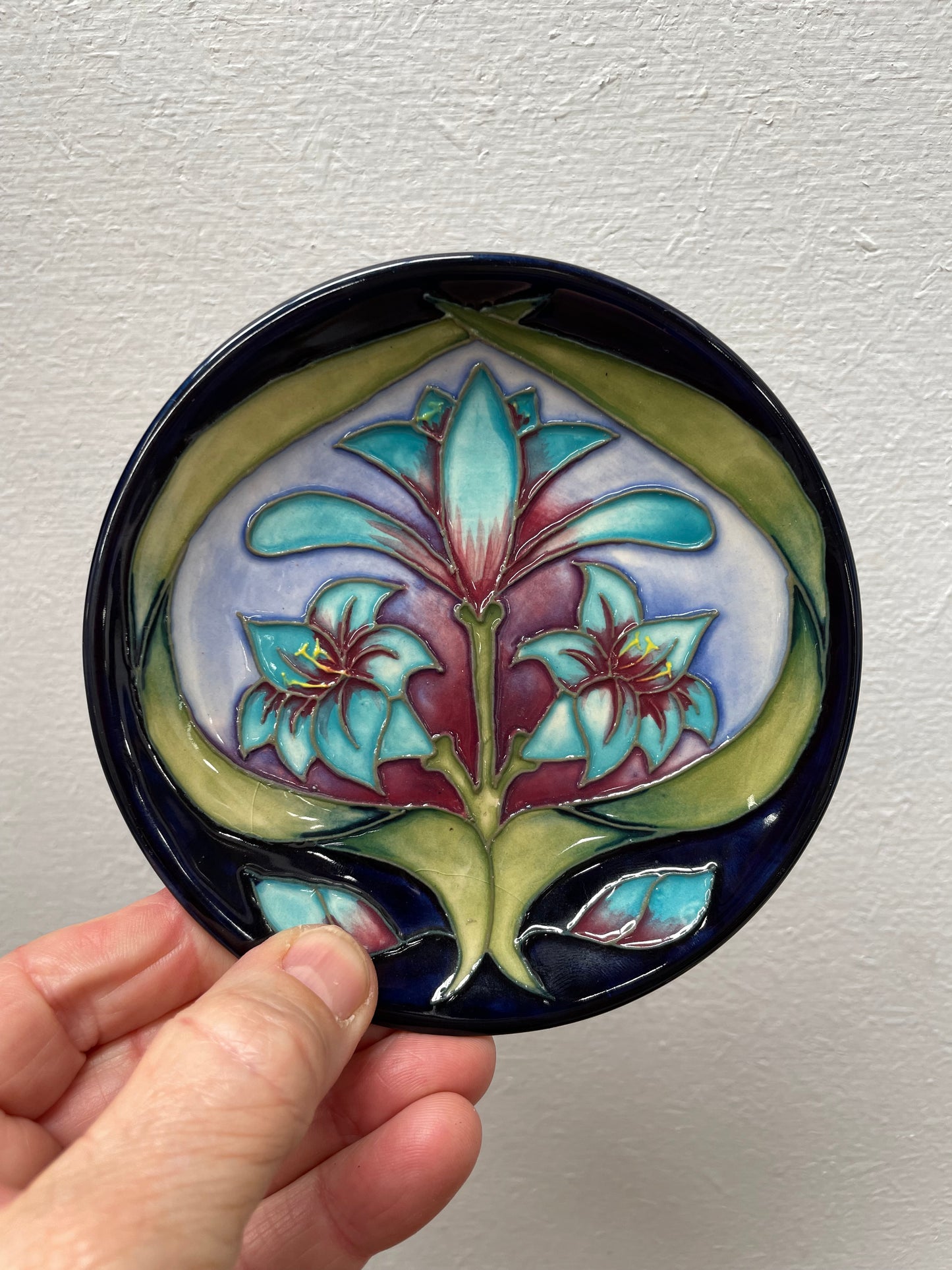 Moorcroft Hand Painted Pottery Pin Dish