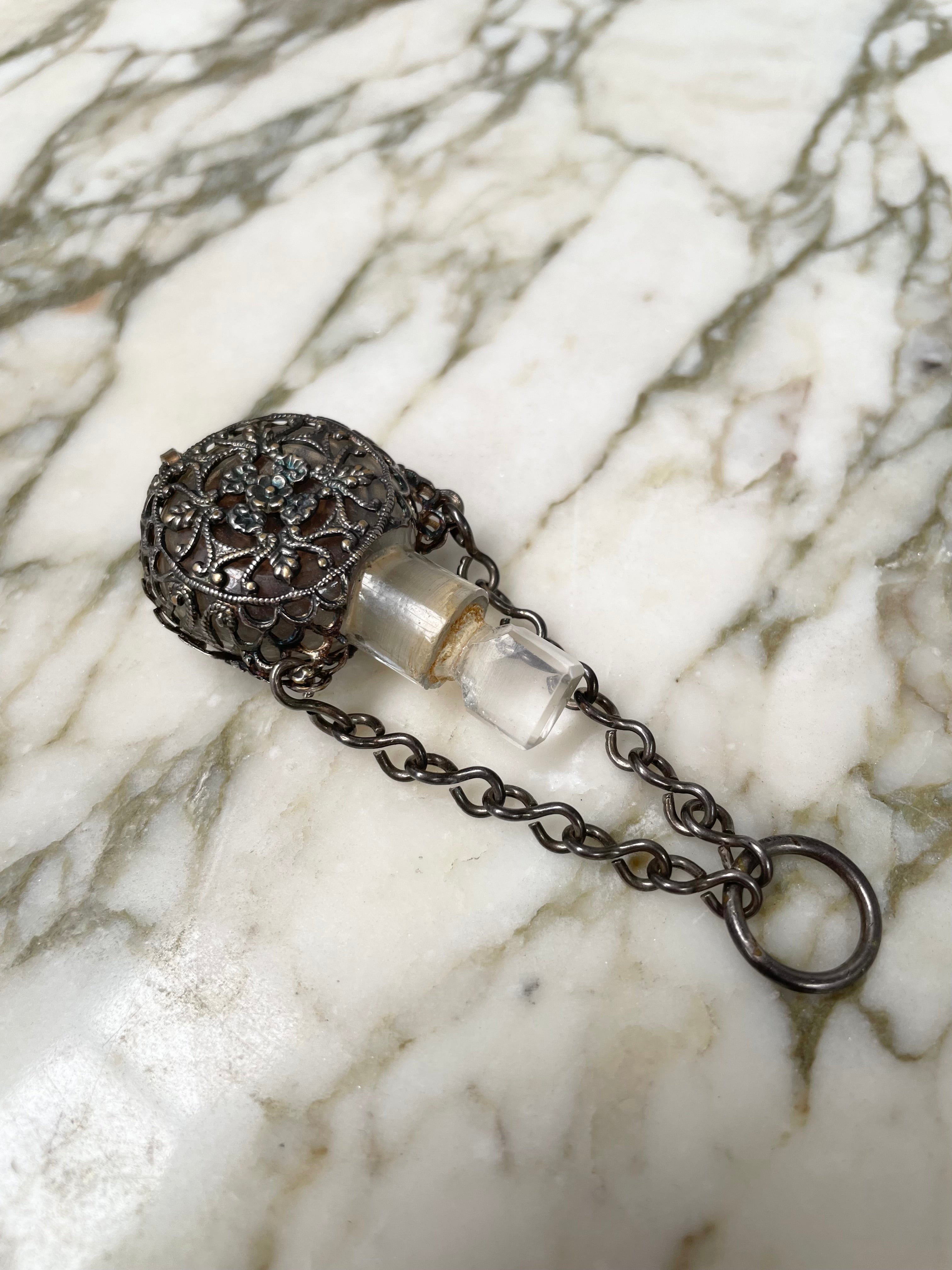 19th Century Cut Glass Bottle In Silver Holder | Antique & Vintage | Moonee Ponds Antiques | Australia Wide Delivery