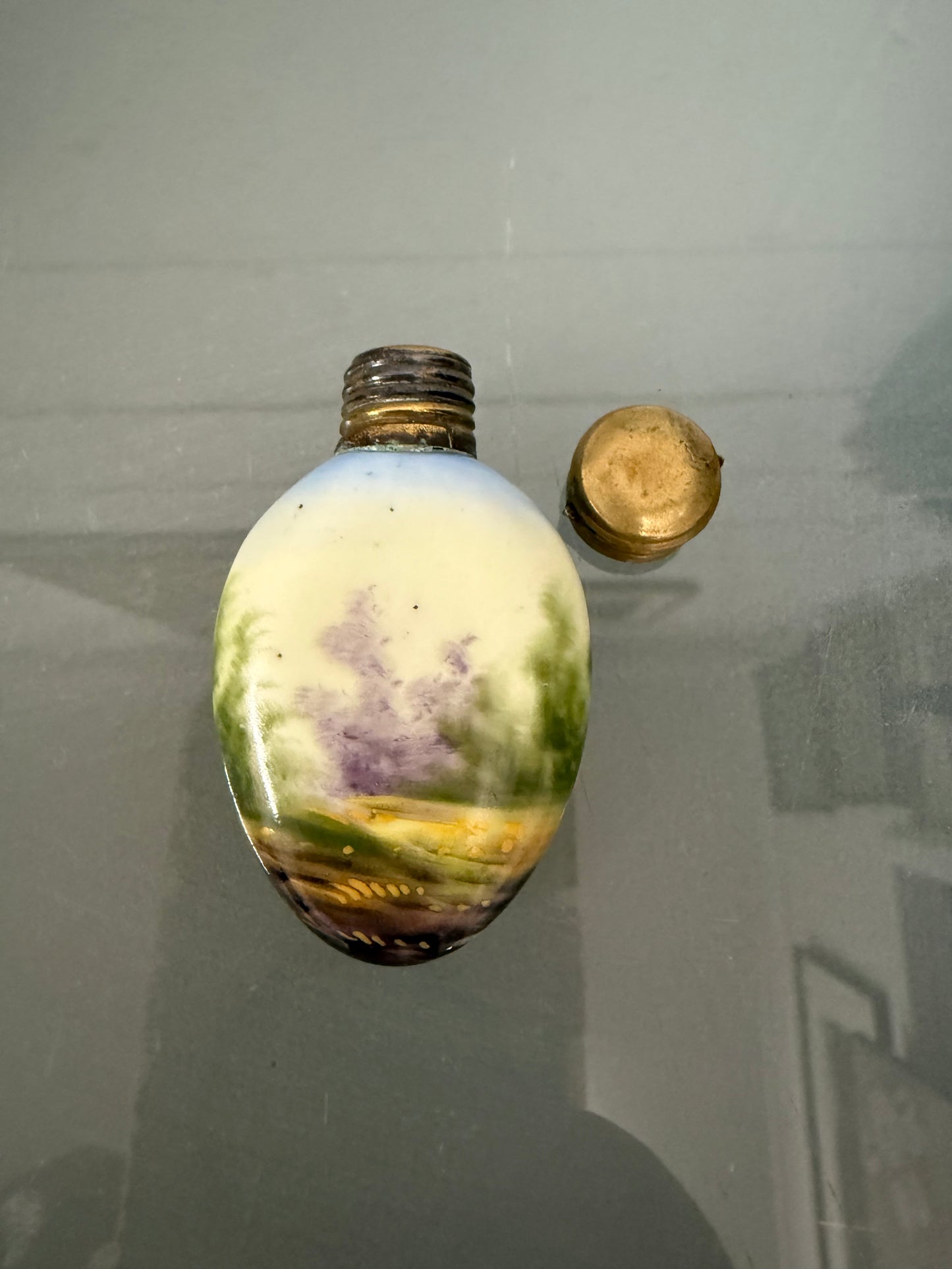 Antique Hand Painted Ceramic Perfume / Scent Bottle