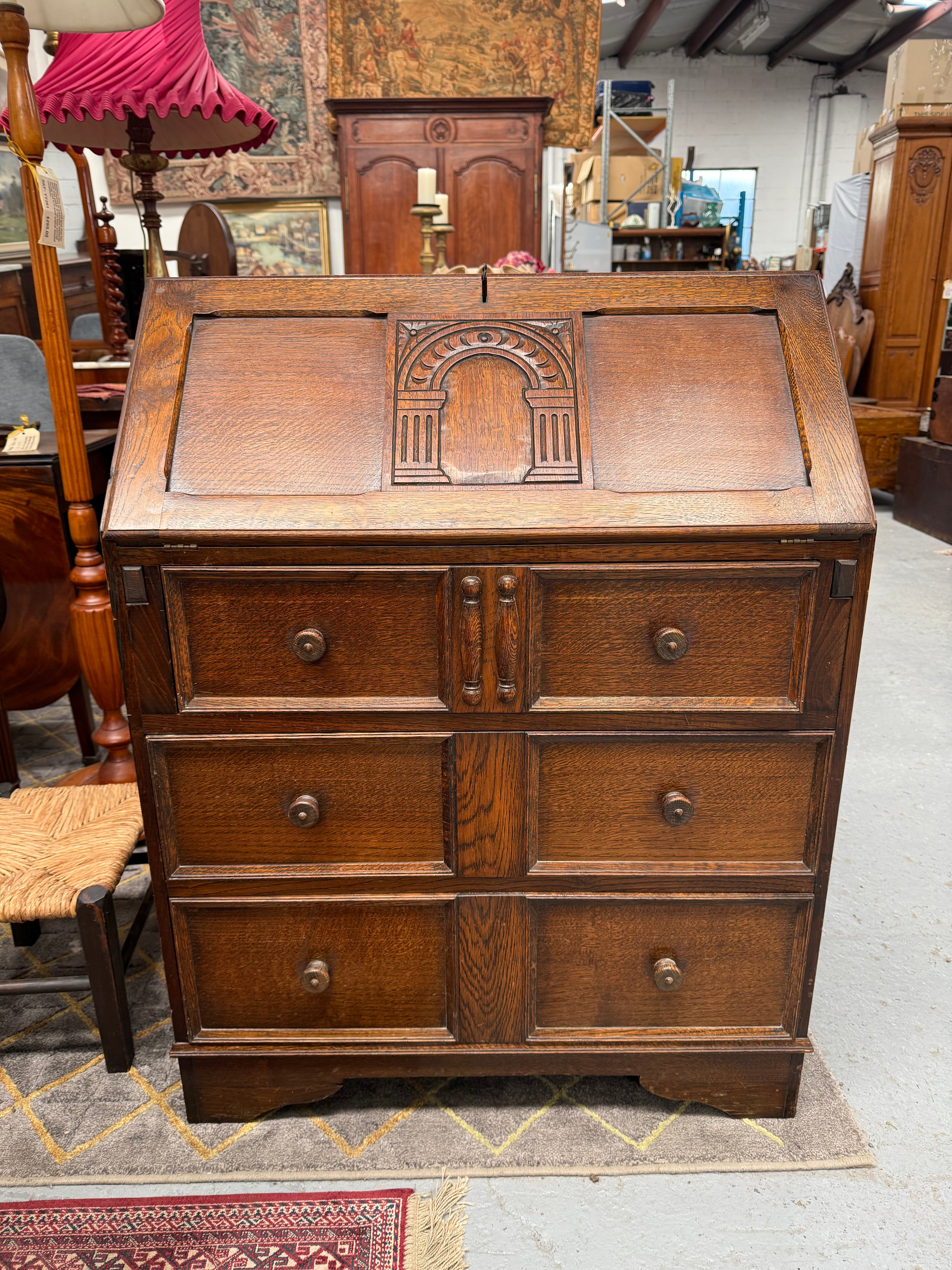 Stunning Oak Writing Bureau C1950