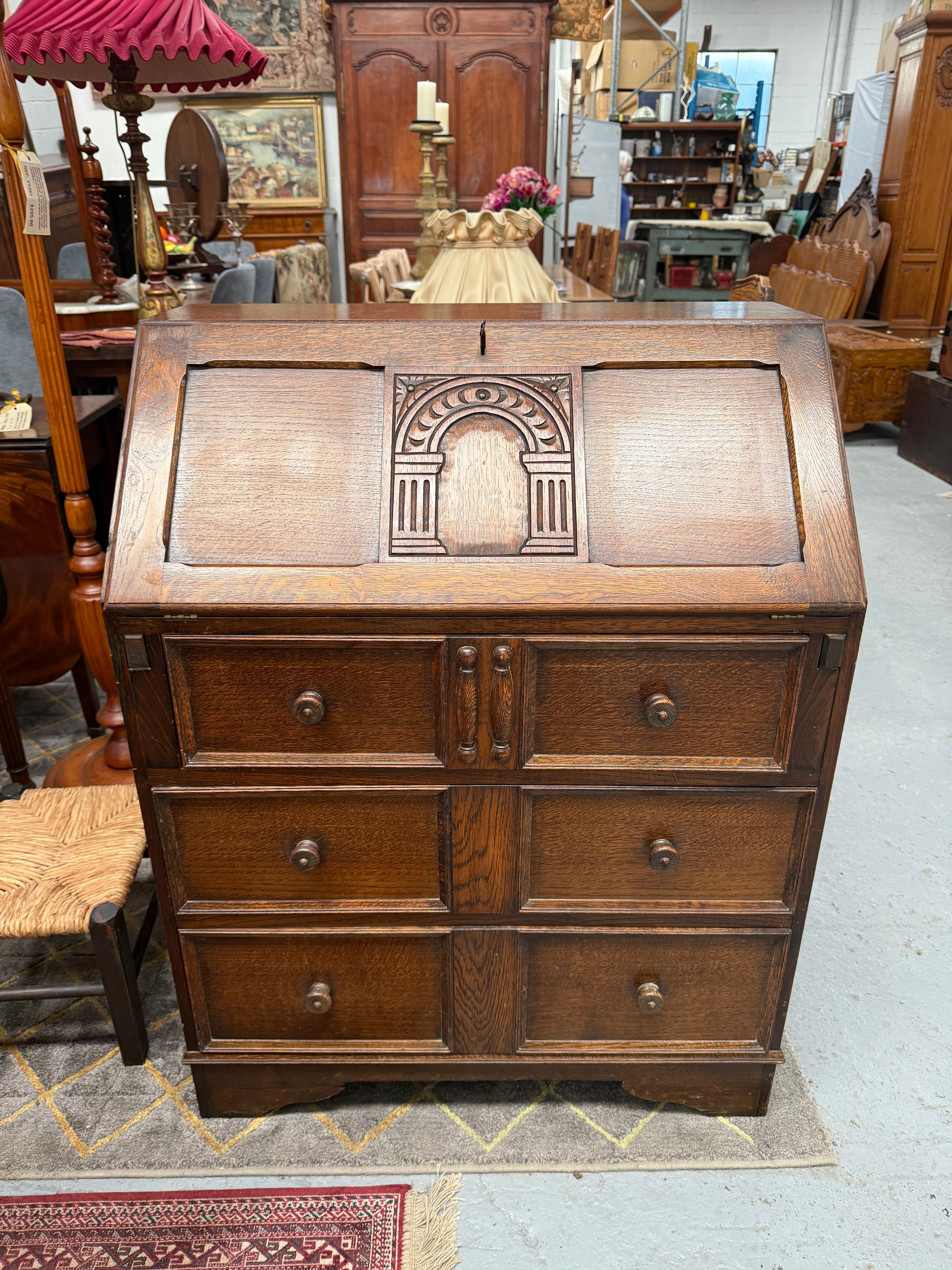 Stunning Oak Writing Bureau C1950