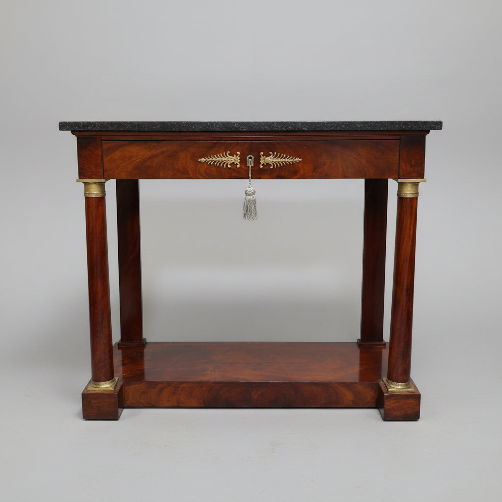 Empire Mahogany Marble Top Console Hall Table