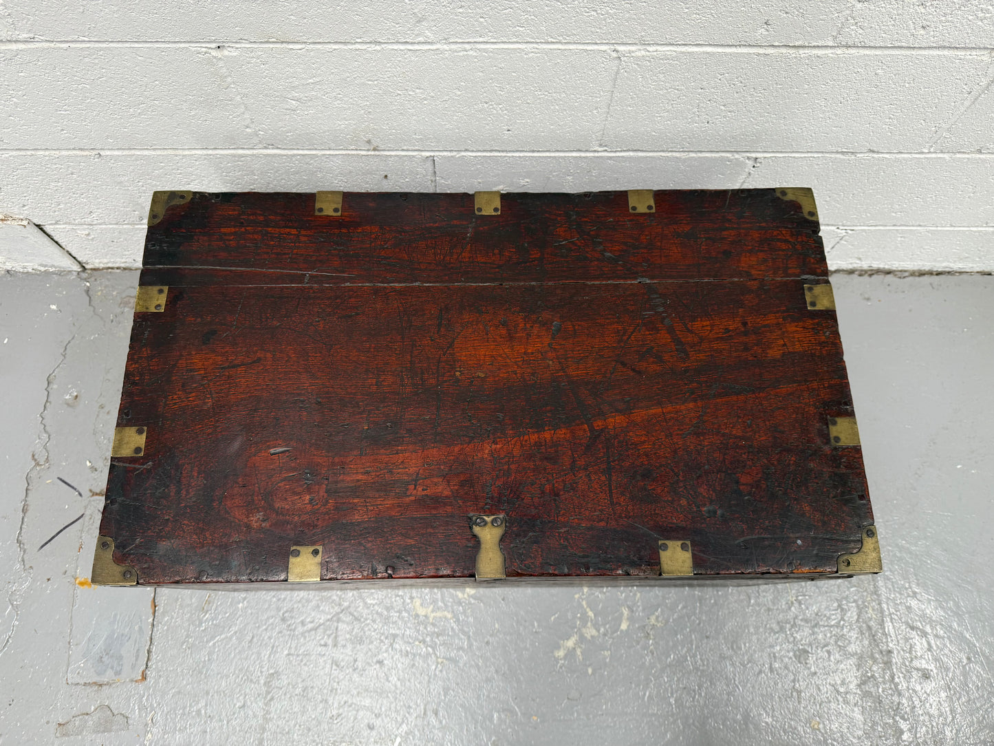Antique Brass Bound Mahogany Sea Chest