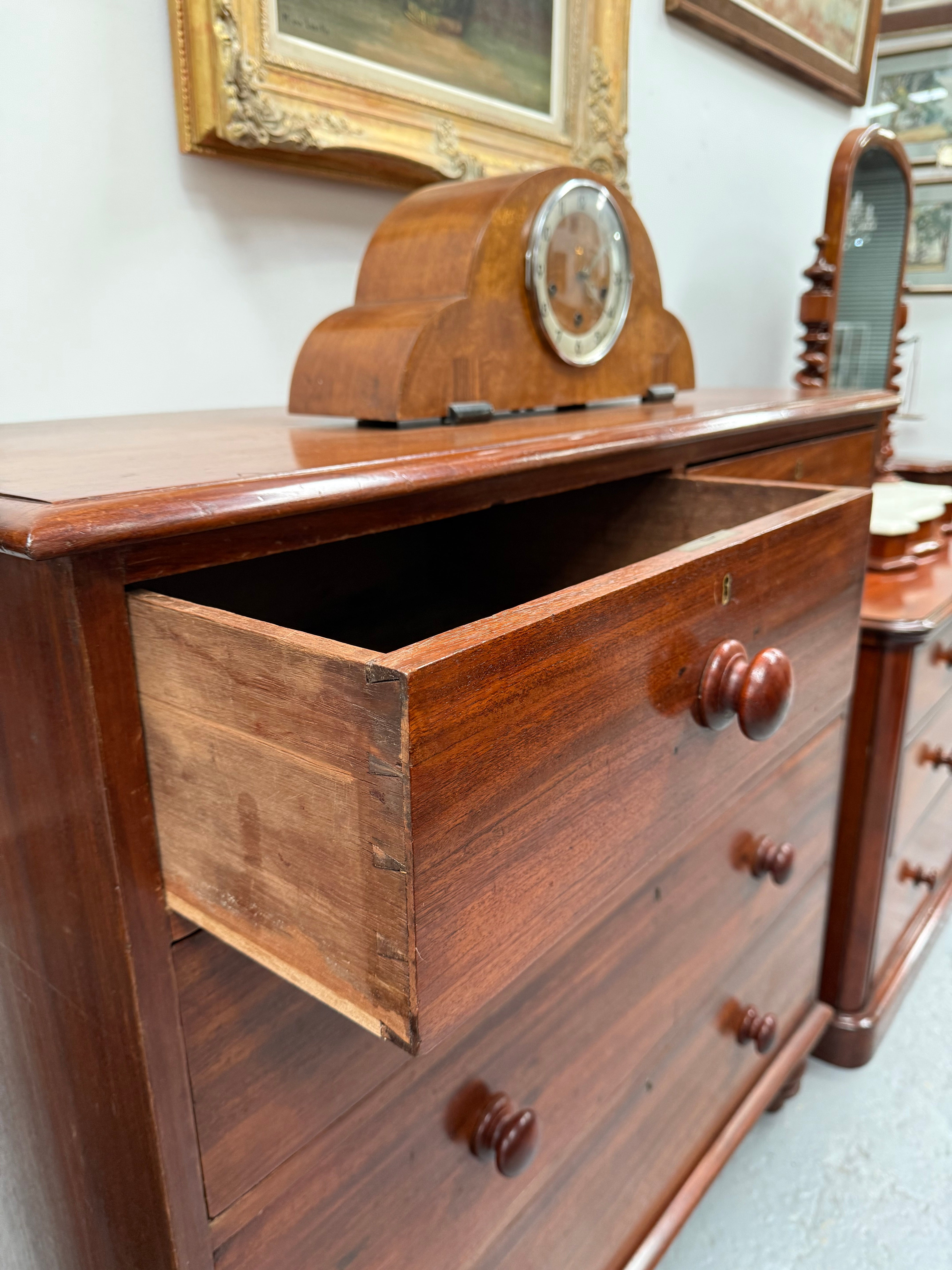 Cedar Chest Of Five Drawers On Bun Feet | Antique & Vintage | Moonee Ponds Antiques | Australia Wide Delivery
