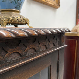 Versatile Three Door Leadlight Jacobean Style Bookcase / Display Cabinet