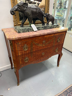 Unusual Transitional Marquetry Two Drawer Commode Cube Inlay, Swags & Stringing | Antique & Vintage | Moonee Ponds Antiques | Australia Wide Delivery
