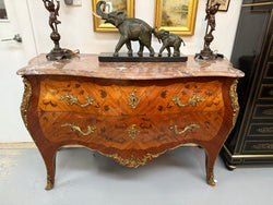 Louis XV Style Marquetry Inlaid Large Marble Topped Commode | Antique & Vintage | Moonee Ponds Antiques | Australia Wide Delivery