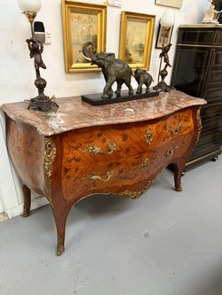 Louis XV Style Marquetry Inlaid Large Marble Topped Commode | Antique & Vintage | Moonee Ponds Antiques | Australia Wide Delivery