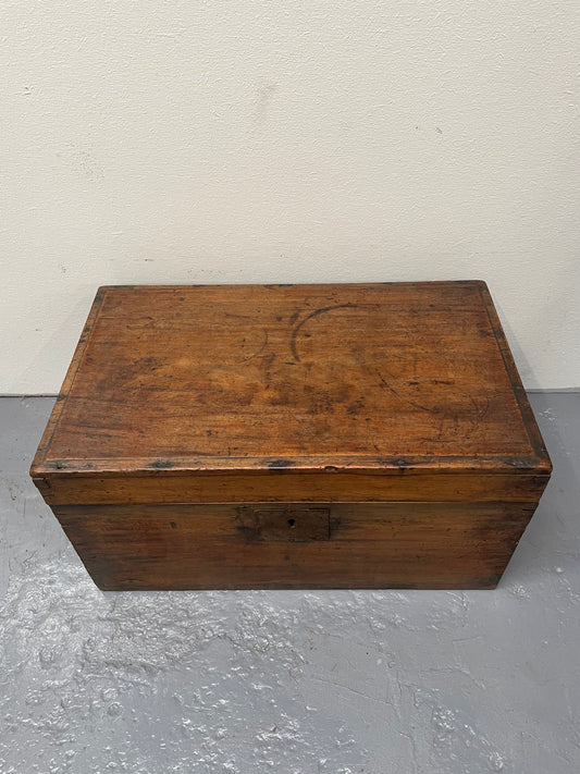 Characterful Small Victorian Wooden Chest/Trunk