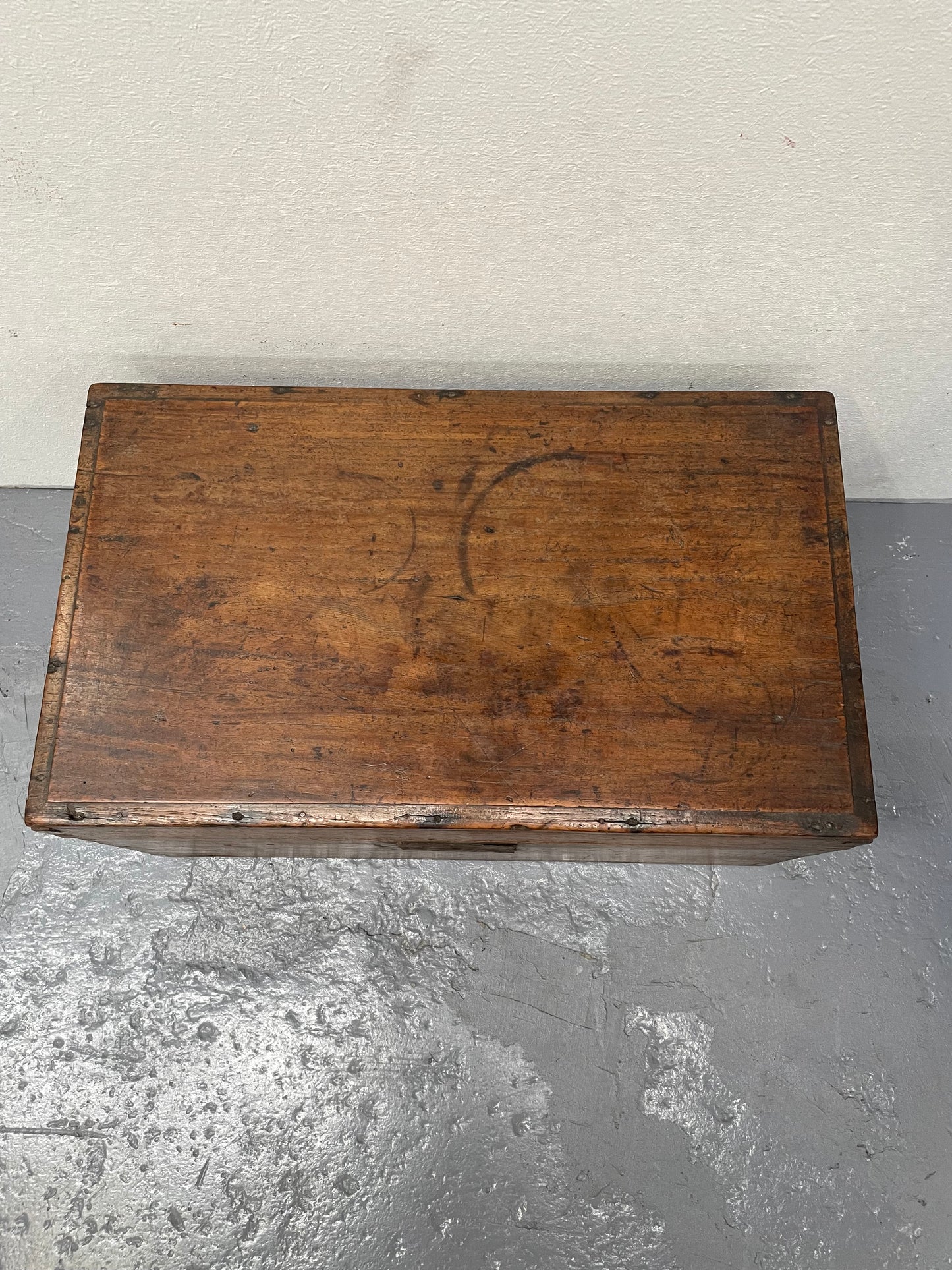 Characterful Small Victorian Wooden Chest/Trunk