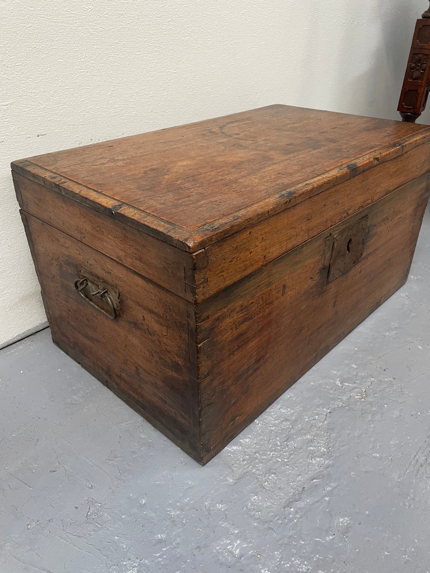 Characterful Small Victorian Wooden Chest/Trunk