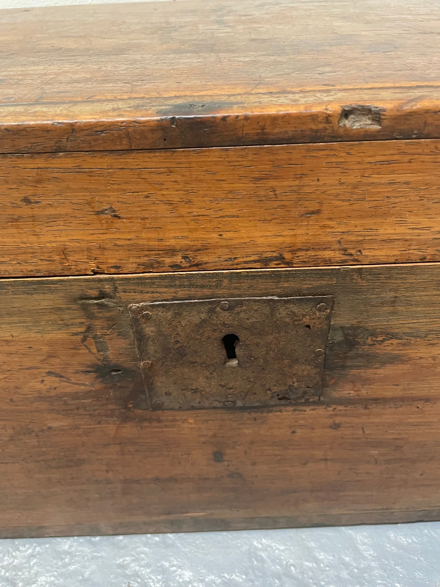 Characterful Small Victorian Wooden Chest/Trunk