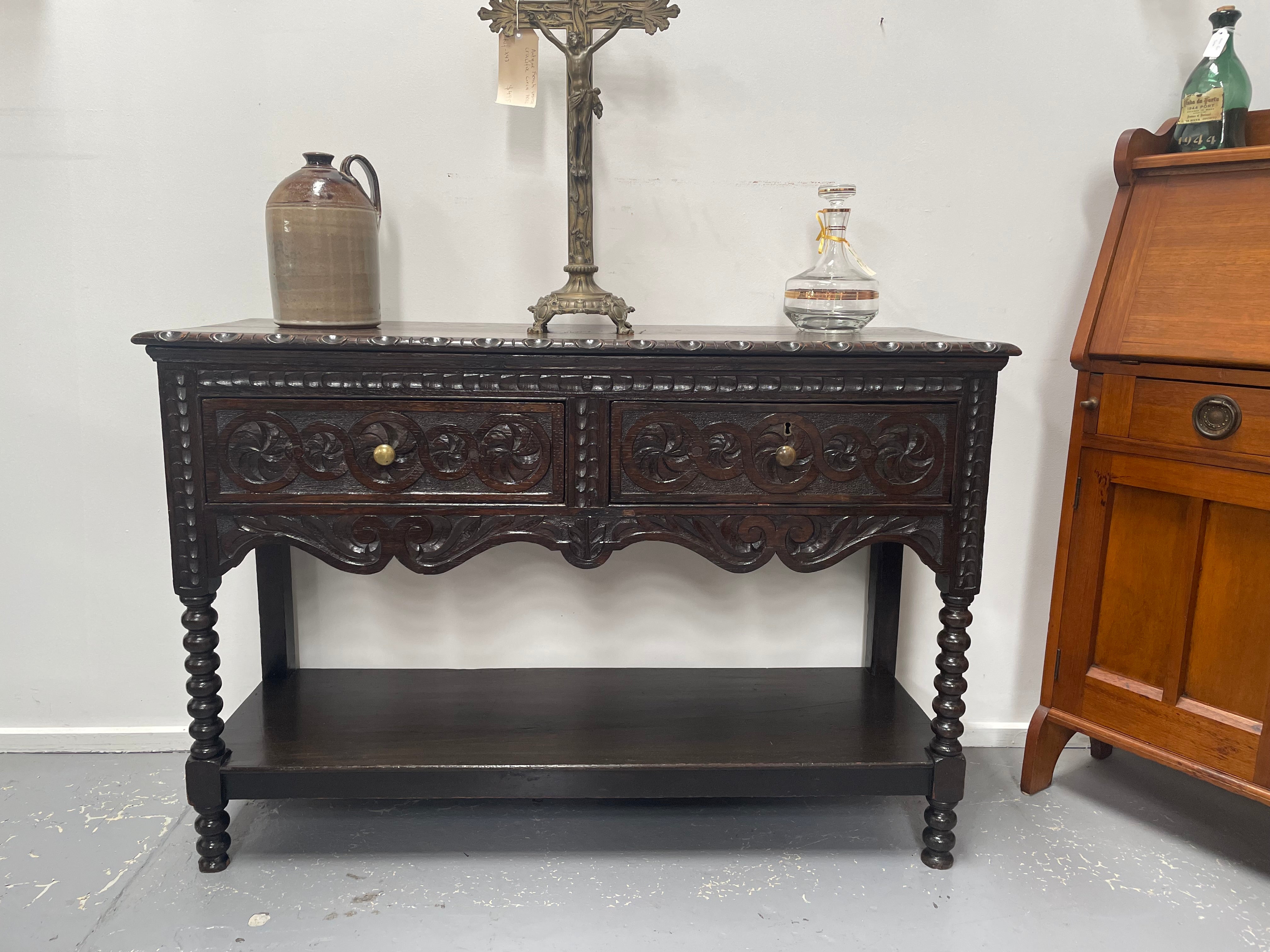 Early 19th Century Jacobean Style Carved Oak Sideboard / Dresser Base | Antique & Vintage | Moonee Ponds Antiques | Australia Wide Delivery