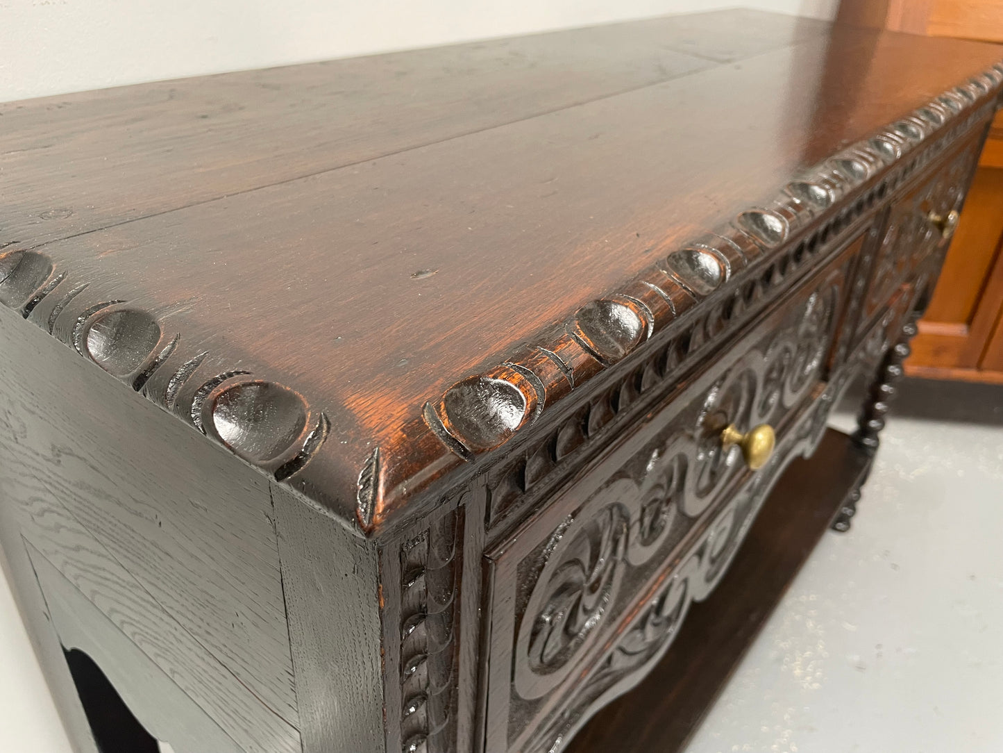 Early 19th Century Jacobean Style Carved Oak Sideboard / Dresser Base